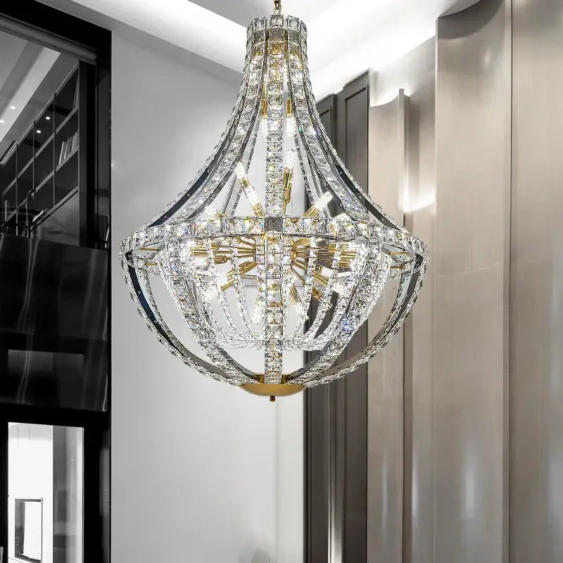 Modern gold teardrop crystal chandelier for dining room