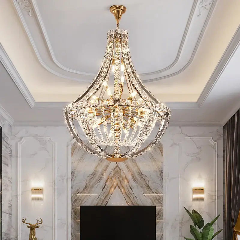 Modern gold teardrop crystal chandelier for dining room