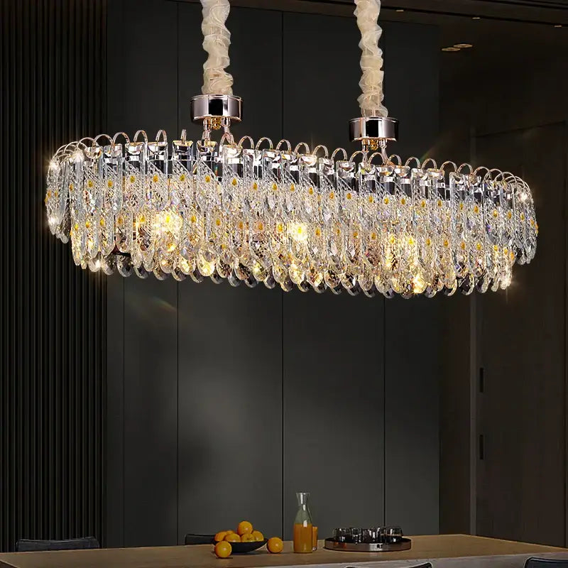 Modern chrome crystal chandelier for living room