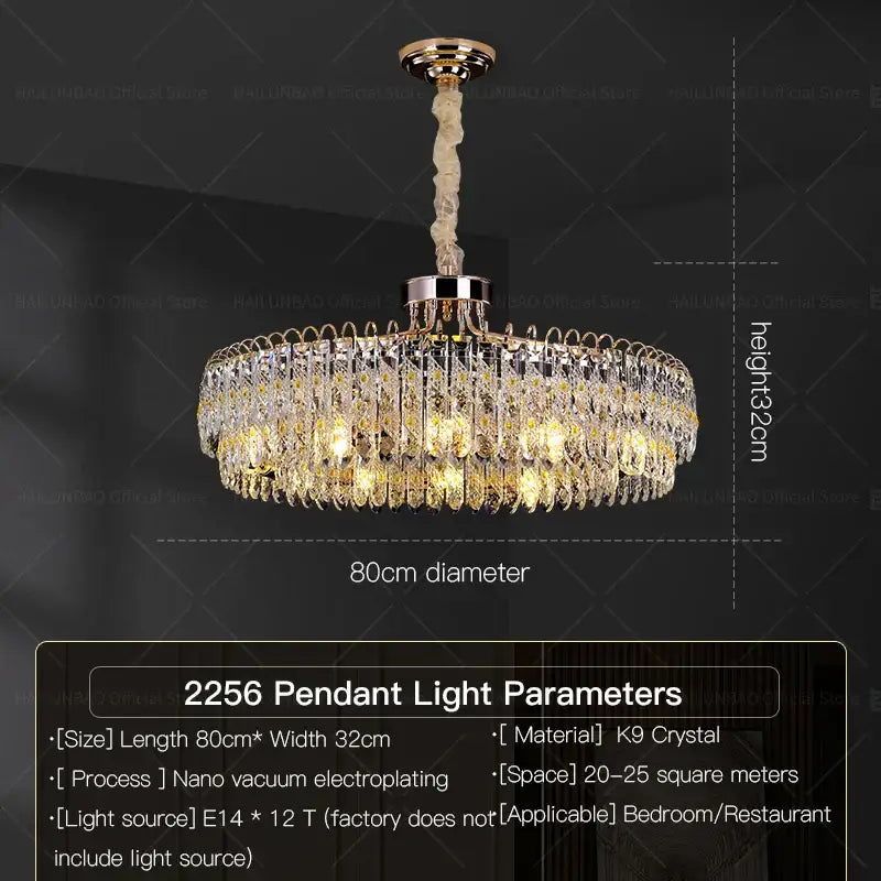 Modern chrome crystal chandelier for living room