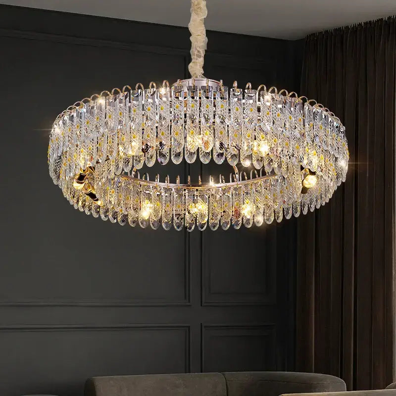 Modern chrome crystal chandelier for living room