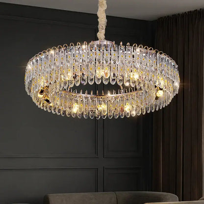 Modern chrome crystal chandelier for living room