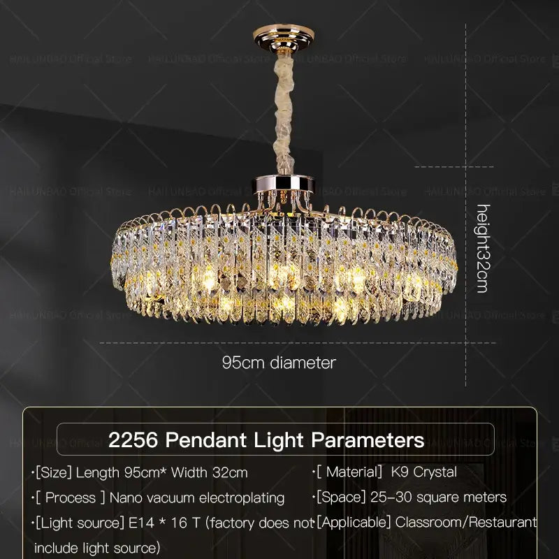 Modern chrome crystal chandelier for living room