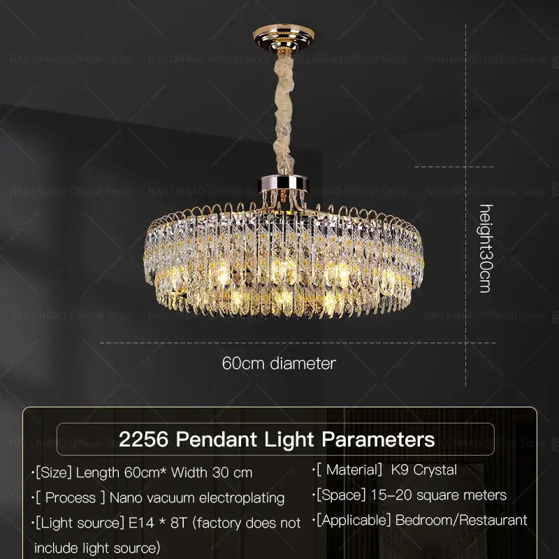 Modern chrome crystal chandelier for living room