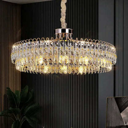 Modern chrome crystal chandelier for living room
