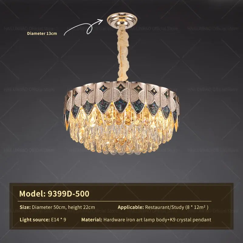 Modern gold geometric crystal chandelier for dining room
