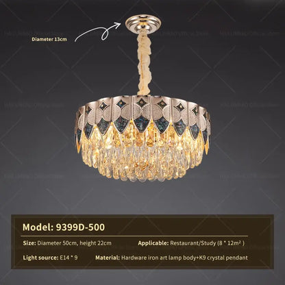 Modern gold geometric crystal chandelier for dining room