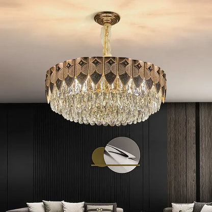 Modern gold geometric crystal chandelier for dining room