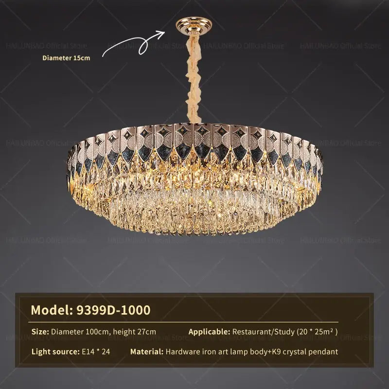 Modern gold geometric crystal chandelier for dining room