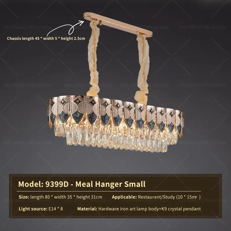 Modern gold geometric crystal chandelier for dining room