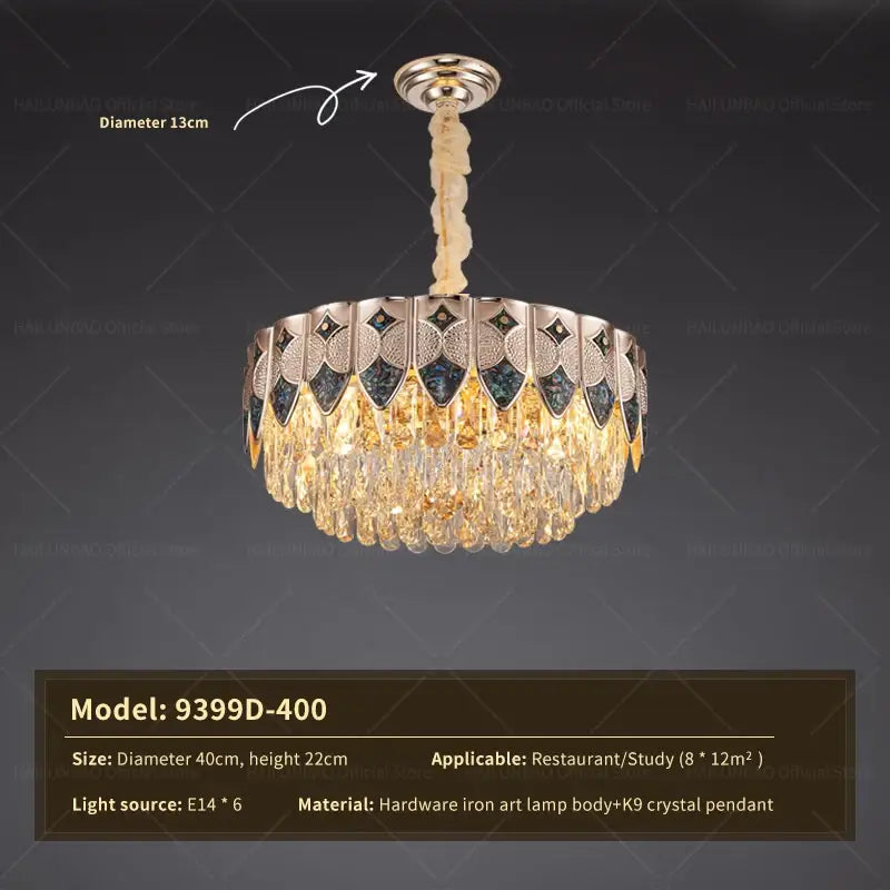 Modern gold geometric crystal chandelier for dining room