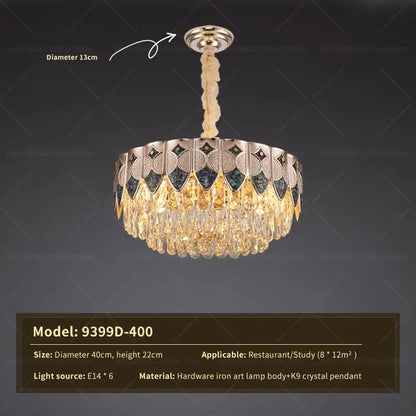 Modern gold geometric crystal chandelier for dining room