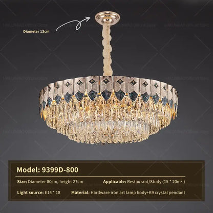 Modern gold geometric crystal chandelier for dining room