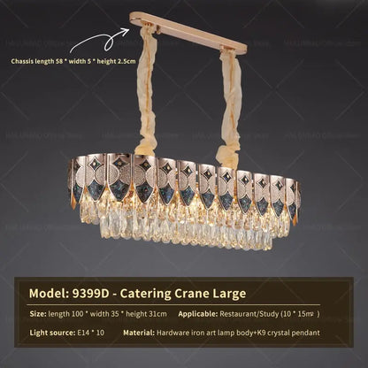Modern gold geometric crystal chandelier for dining room