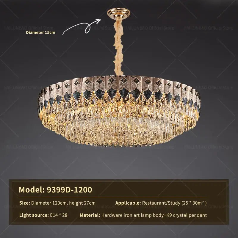 Modern gold geometric crystal chandelier for dining room