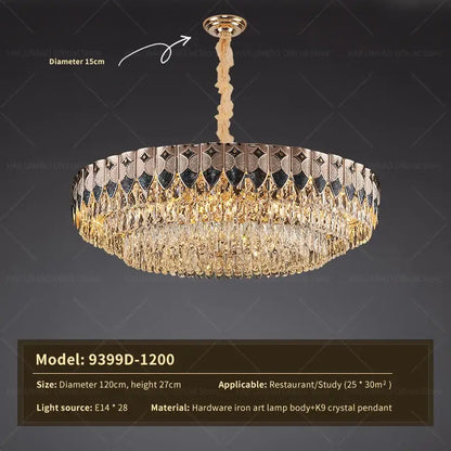 Modern gold geometric crystal chandelier for dining room