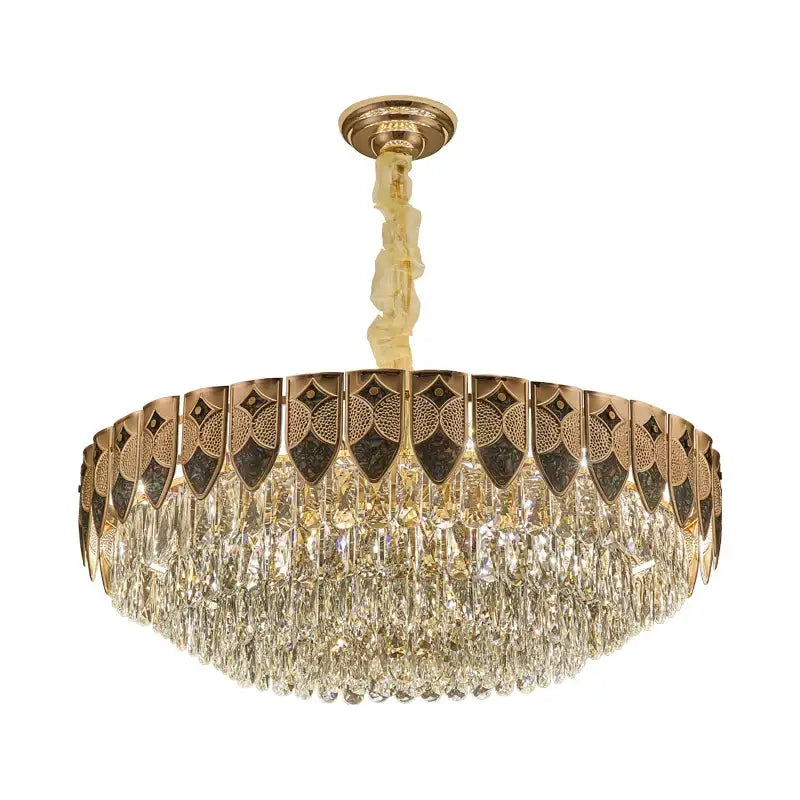 Modern gold geometric crystal chandelier for dining room
