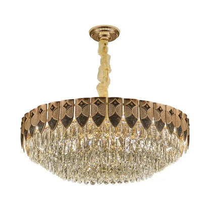 Modern gold geometric crystal chandelier for dining room