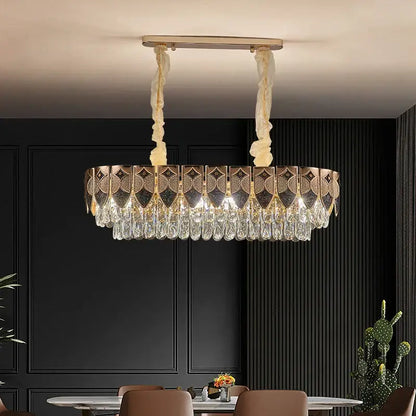 Modern gold geometric crystal chandelier for dining room