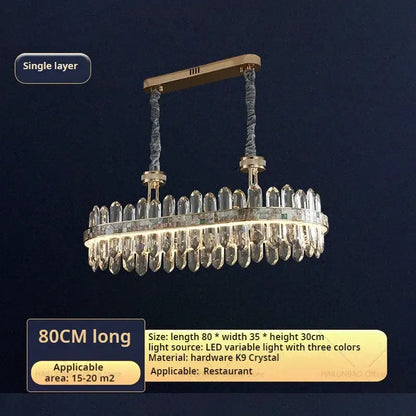 Modern gold two tier crystal chandelier for dining room