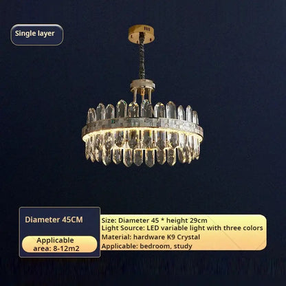 Modern gold two tier crystal chandelier for dining room
