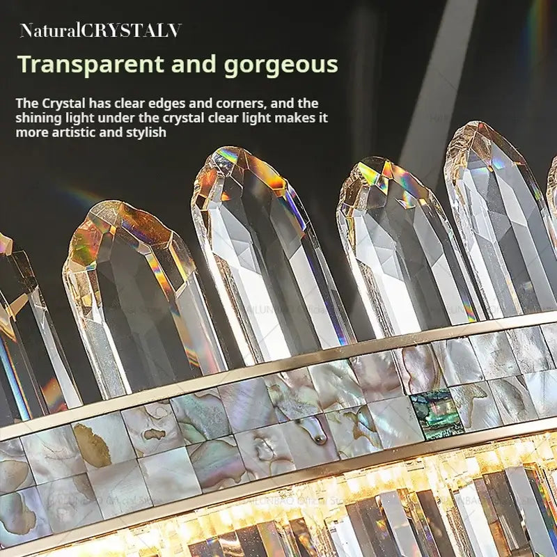 Modern gold two tier crystal chandelier for dining room