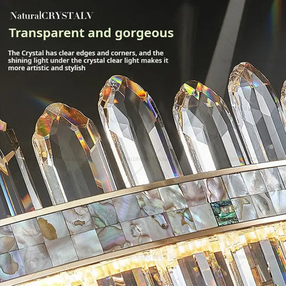 Modern gold two tier crystal chandelier for dining room