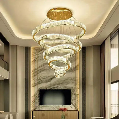 Modern gold spiral crystal chandelier for villa hallway