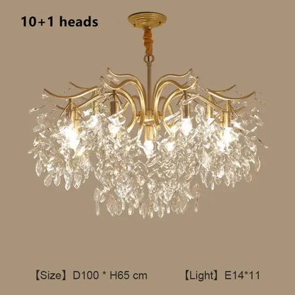 crystal chandelier gold branch luxury living room light