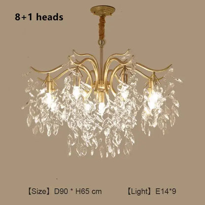 crystal chandelier gold branch luxury living room light