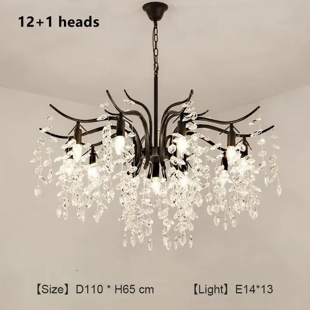 crystal chandelier gold branch luxury living room light