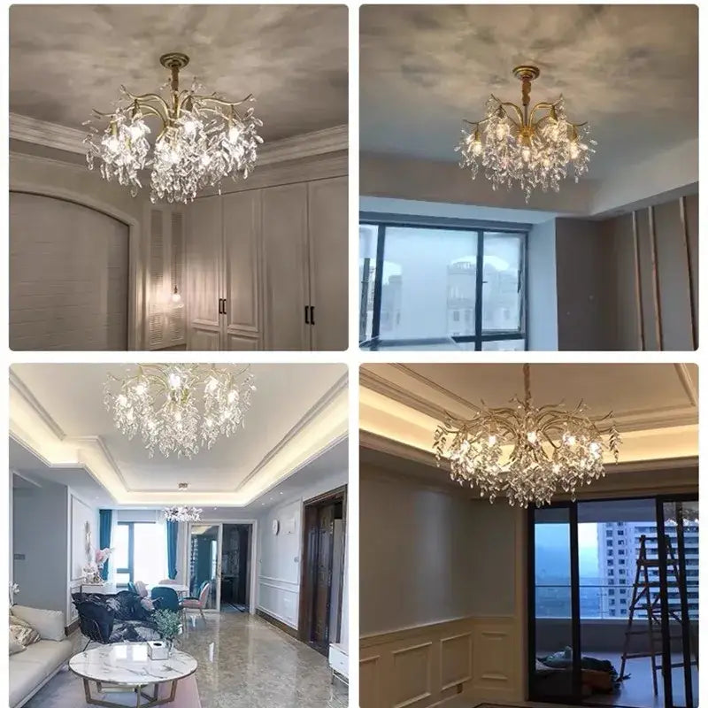 crystal chandelier gold branch luxury living room light