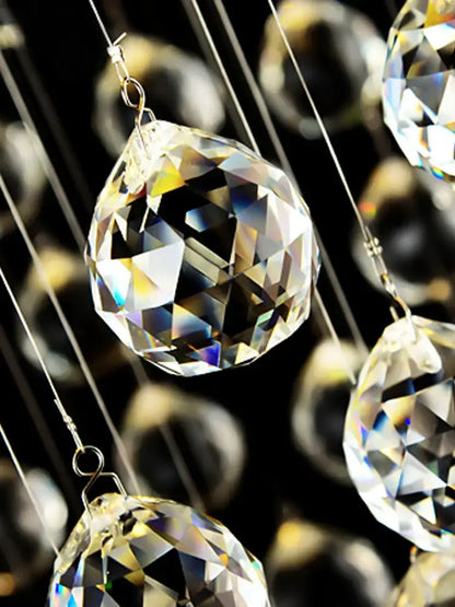Modern crystal chandelier with glass orbs for living room