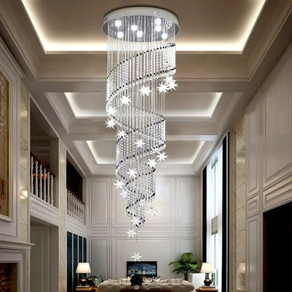 Modern spiral crystal chandelier for living room staircase