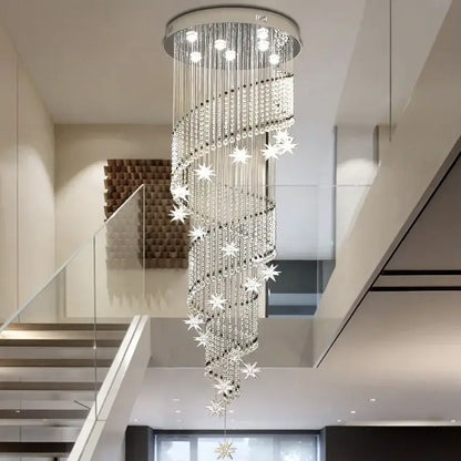 Modern spiral crystal chandelier for living room staircase