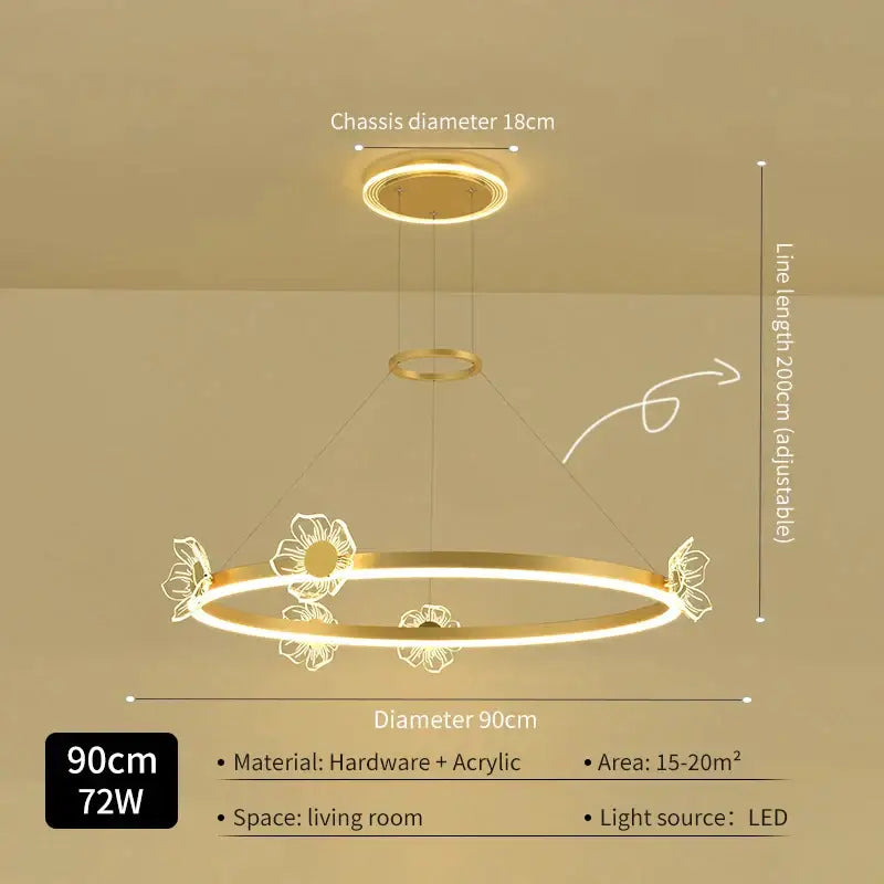 Modern gold butterfly crystal chandelier dining room led light