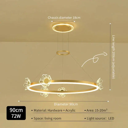 Modern gold butterfly crystal chandelier dining room led light