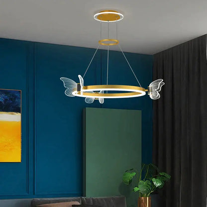 Modern gold butterfly crystal chandelier dining room led light