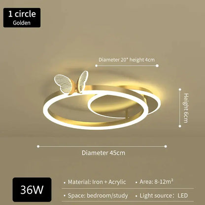 Modern gold butterfly crystal chandelier dining room led light