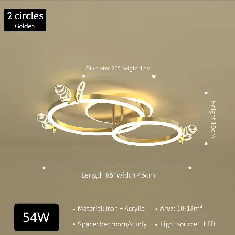Modern gold butterfly crystal chandelier dining room led light