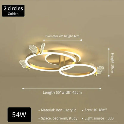 Modern gold butterfly crystal chandelier dining room led light