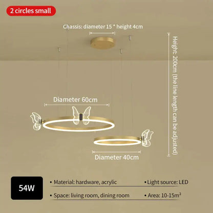 Modern gold butterfly crystal chandelier dining room led light