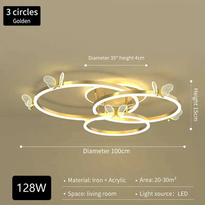 Modern gold butterfly crystal chandelier dining room led light