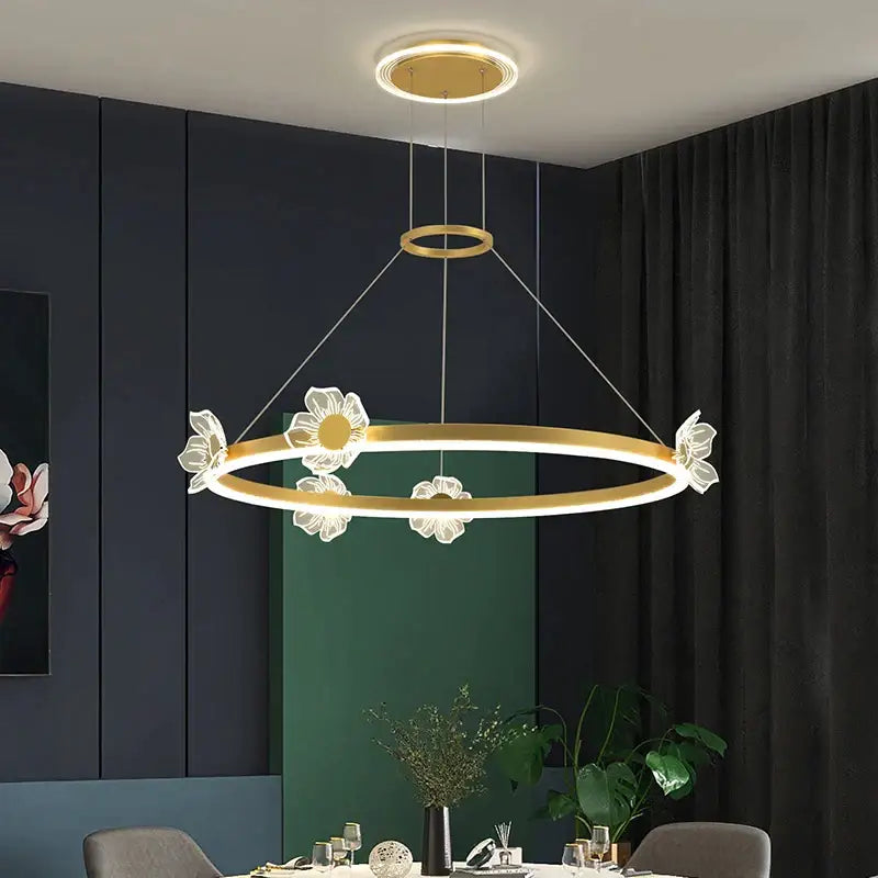 Modern gold butterfly crystal chandelier dining room led light