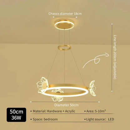 Modern gold butterfly crystal chandelier dining room led light