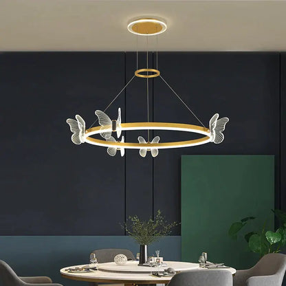 Modern gold butterfly crystal chandelier dining room led light