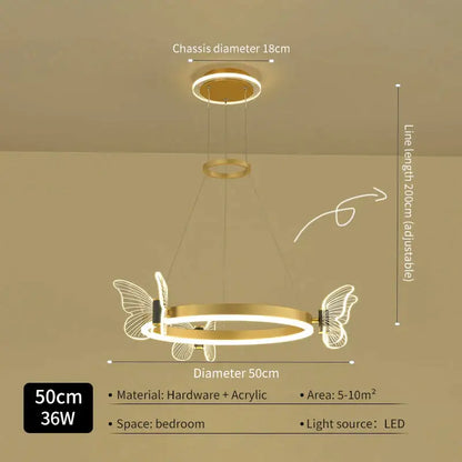 Modern gold butterfly crystal chandelier dining room led light