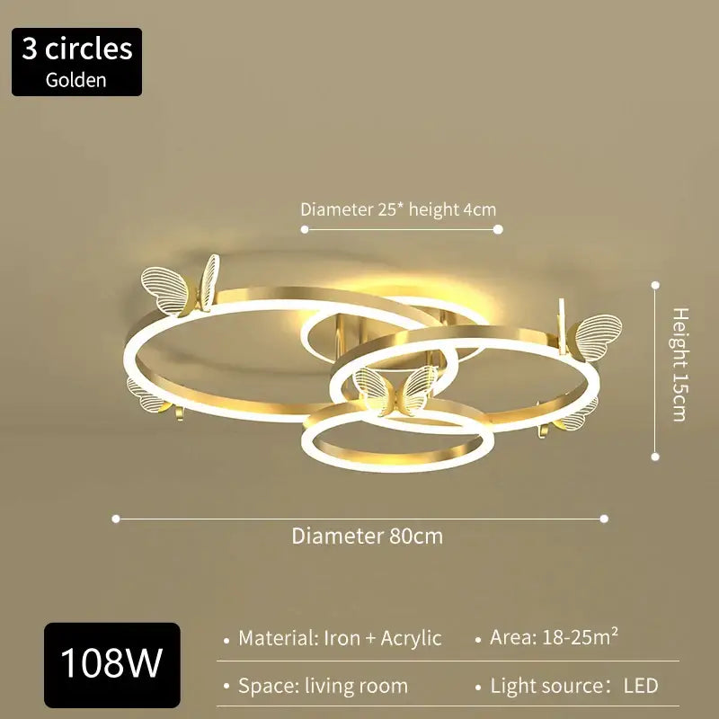 Modern gold butterfly crystal chandelier dining room led light
