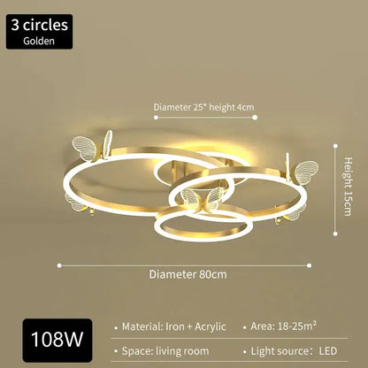 Modern gold butterfly crystal chandelier dining room led light