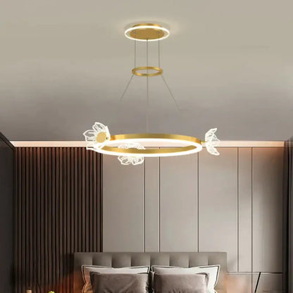 Modern gold butterfly crystal chandelier dining room led light